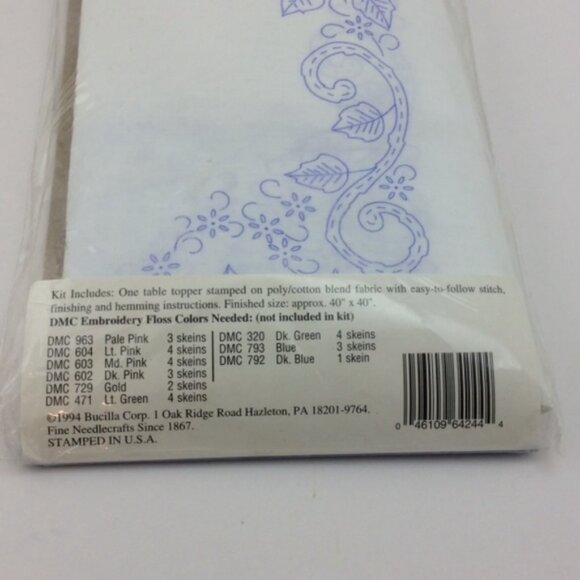 Vintage Bucilla Wild Roses Stamped Embroidery Table Topper 90s Special Edition - Picture 9 of 13